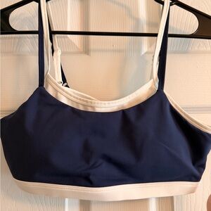 Navy and White Seamless Bralette Sports Bra